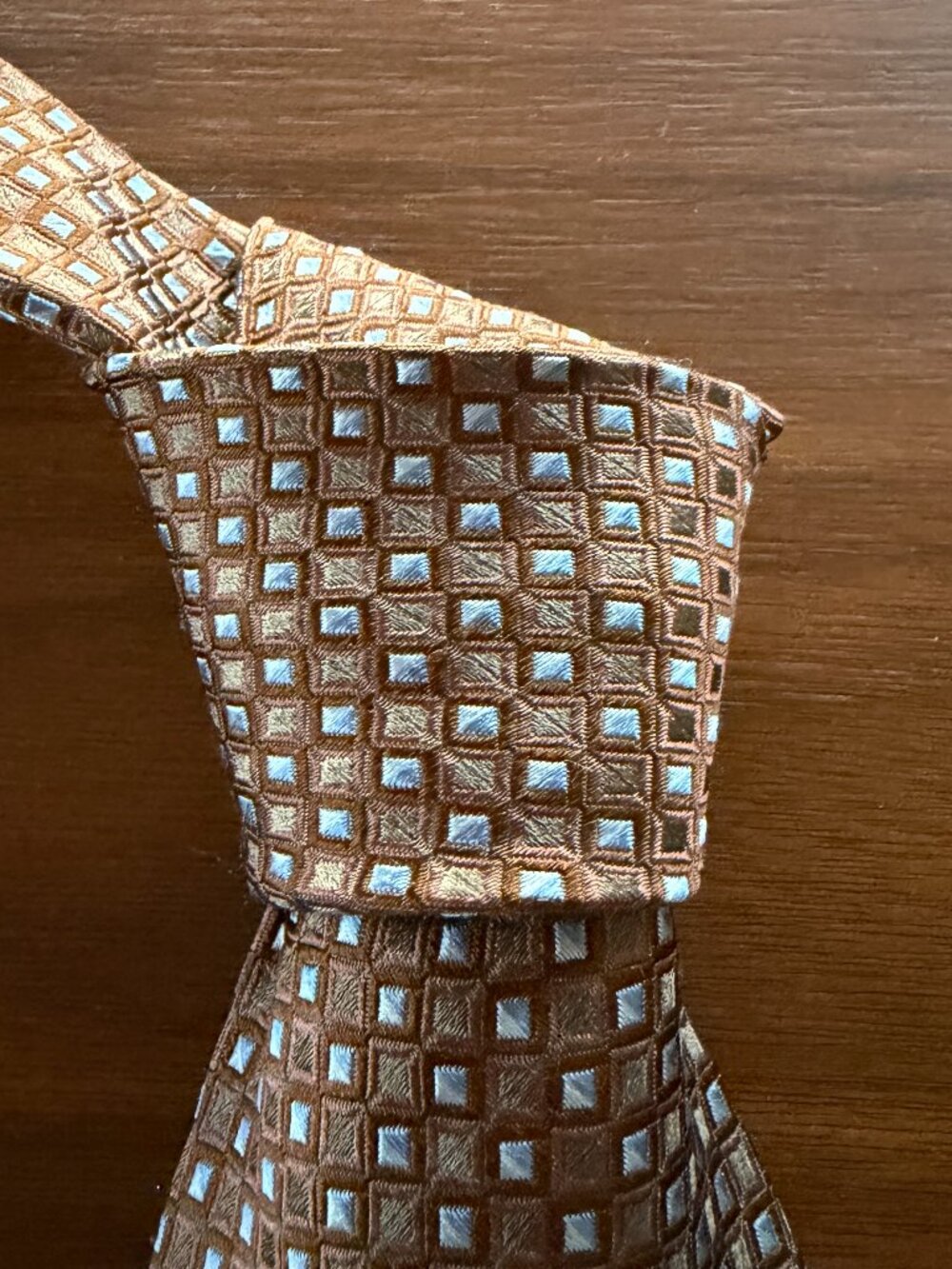 Daniel Cremieux Brown Blue Cream Square Geometric Tie